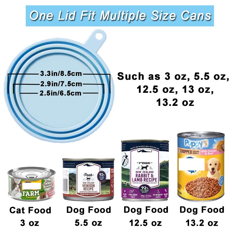 WAFJAMF Silicone Pet Can Covers,Dog Cat Food Can Lids and Spoons,Universal BPA Free,Fit Multiple Sizes Dishwasher Safe-3Pack - Image 5